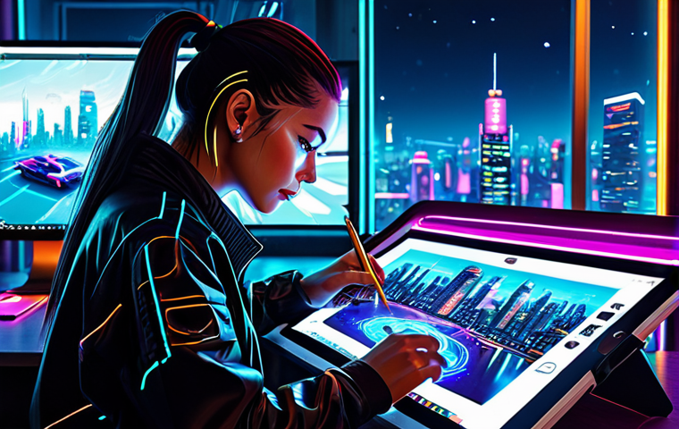 AI 예술과 인터랙티브 아트 - AI-Generated Cyberpunk Art**

"A fully clothed female artist in a modern, brightly lit studio, creat...