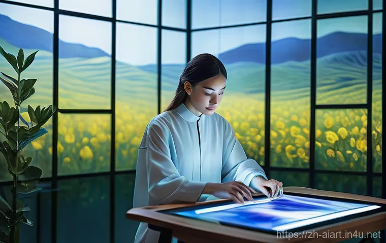 AI 예술과 영화 포스트 프로덕션 - **AI-Powered Film Production Control Room:** Inside a sleek, ultra-modern film post-production studi...