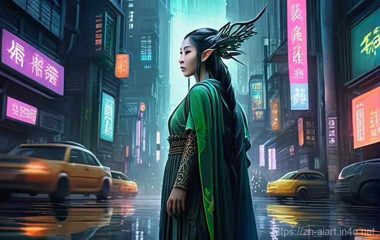 AI 예술과 게임 디자인 - **Prompt:** A graceful forest elf, rendered in the ethereal style of a traditional Chinese ink wash ...