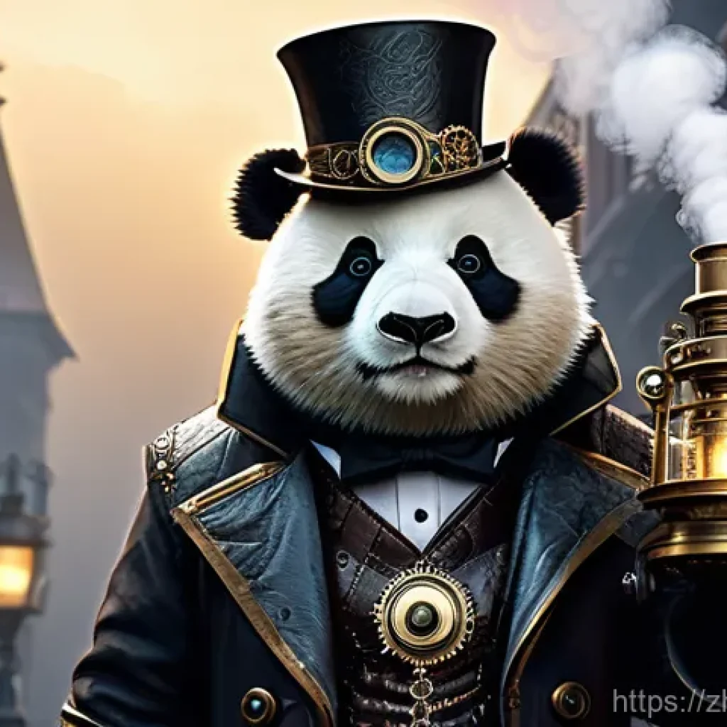 AI 예술과 글자 디자인 - **Prompt:** A charming anthropomorphic panda adorned in elaborate steampunk fashion. It wears a bras...