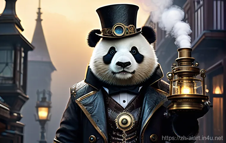 AI 예술과 글자 디자인 - **Prompt:** A charming anthropomorphic panda adorned in elaborate steampunk fashion. It wears a bras...
