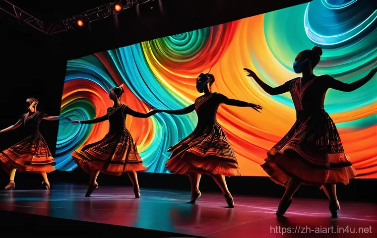 AI 예술과 퍼포먼스 아트 - 8, 85mm lens, masterpiece."

---

**Prompt 2: Immersive AI-Enhanced Stage Performance**

"A futurist...